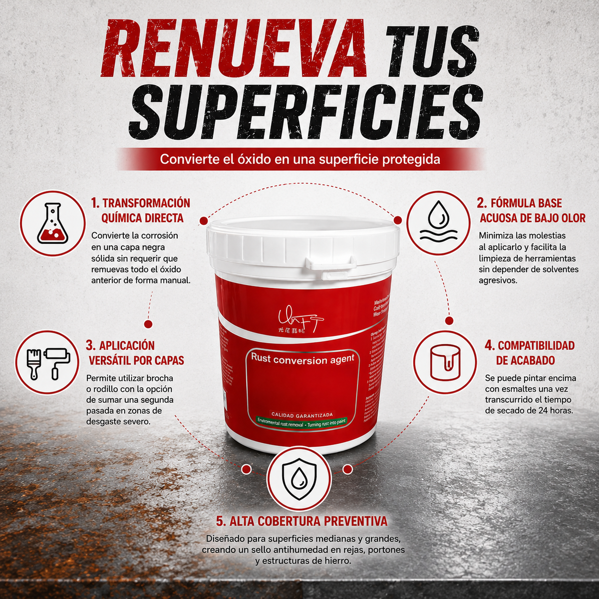 Tratamiento Adiós al Óxido | Convertidor Óxido Anticorrosivo 1KG